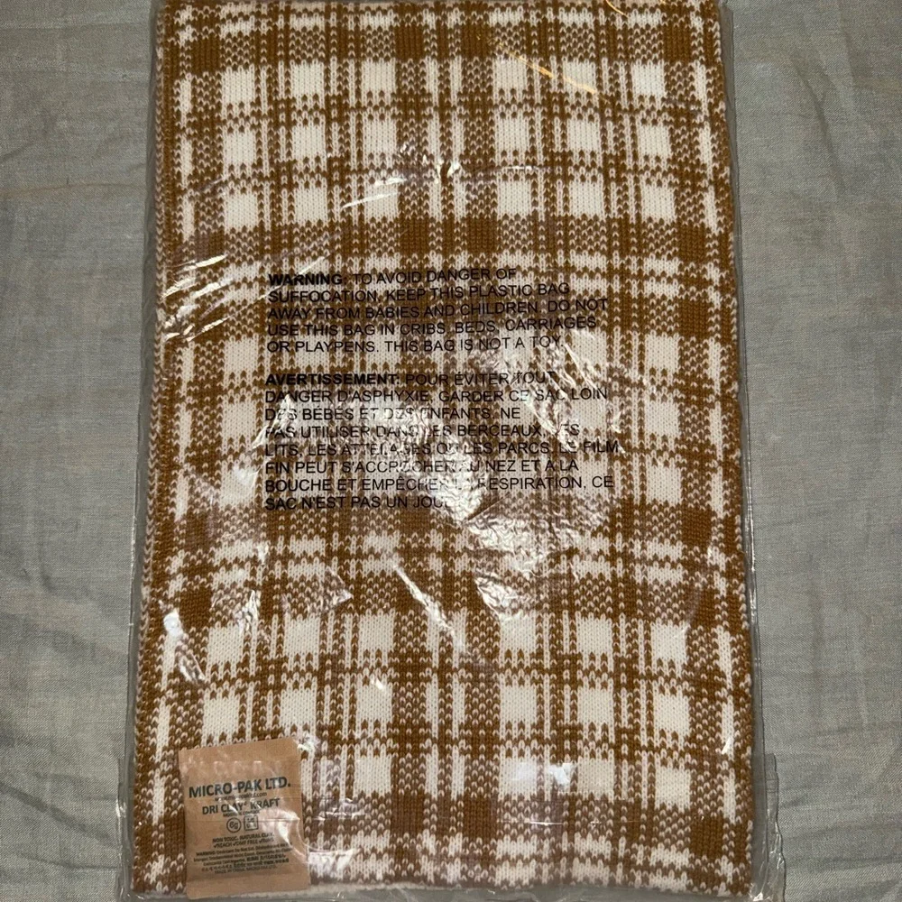 Timberland Cream and Brown Checkered Scarf